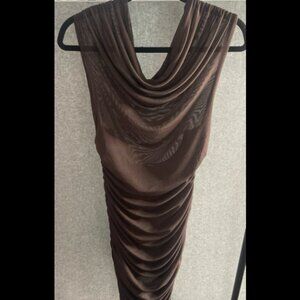 Dark Brown Ruched Maxi Dress